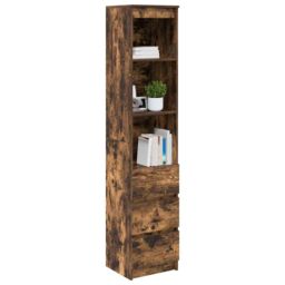 Berkfield Home Highboard Smoked Oak 37.5x35x180 cm Engineered Wood in Brown - thumbnail 4