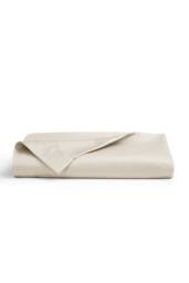 CHRISTY 400TC Luxury Cotton Sateen Plain Dye Bedding Flat Sheets in Light Beige - Size: Double - thumbnail 2