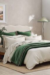 CHRISTY 400TC Luxury Cotton Sateen Plain Dye Bedding Flat Sheets in Light Beige - Size: Double - thumbnail 4