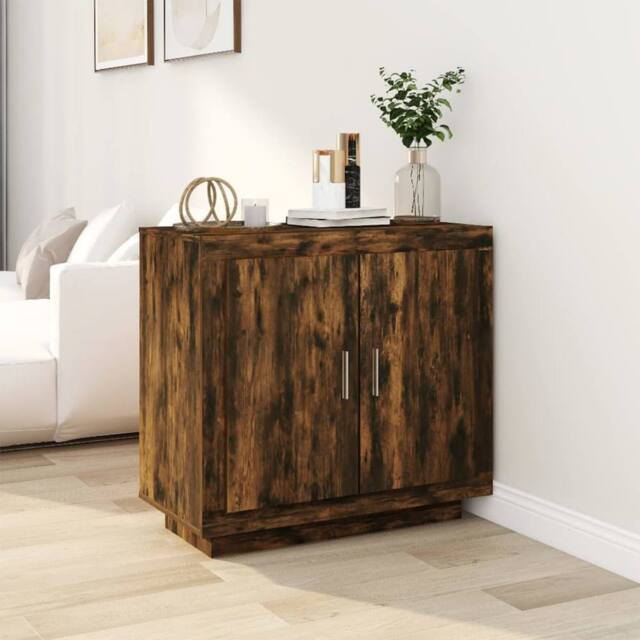 Berkfield Home Sideboard Smoked Oak 80x40x75 cm Engineered Wood in Brown - Size: 80 x 40 x 75 cm - image 1