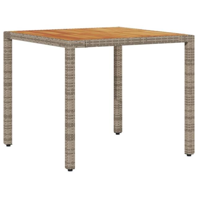 Berkfield Home Garden Table with Acacia Wood Top Grey 90x90x75 cm Poly Rattan - Size: 90 x 90 x 75 cm - image 1