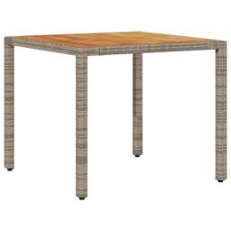 Berkfield Home Garden Table with Acacia Wood Top Grey 90x90x75 cm Poly Rattan - Size: 90 x 90 x 75 cm - thumbnail 6