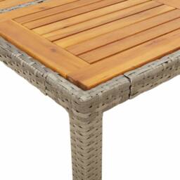 Berkfield Home Garden Table with Acacia Wood Top Grey 90x90x75 cm Poly Rattan - Size: 90 x 90 x 75 cm - thumbnail 8