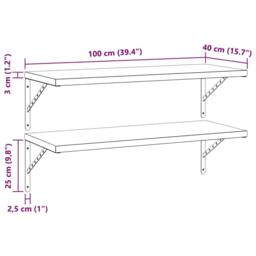 Berkfield Home Wall Shelves 2 pcs 100x40 cm Black Stainless Steel - thumbnail 9