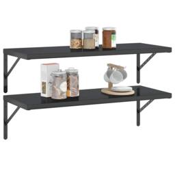 Berkfield Home Wall Shelves 2 pcs 100x40 cm Black Stainless Steel - thumbnail 4