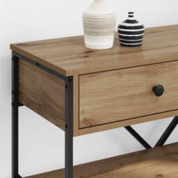 Berkfield Home Console Table Artisan Oak 100x34.5x75 cm Engineered Wood in Brown - thumbnail 4