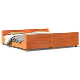 Berkfield Home Bed Frame without Mattress Wax Brown 200x200 cm Solid Wood Pine - thumbnail 2