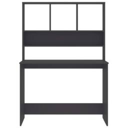 Berkfield Home Desk with Shelf Grey 110x45x157 cm Engineered Wood - Size: 110 x 45 x 157 cm - thumbnail 4