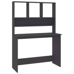 Berkfield Home Desk with Shelf Grey 110x45x157 cm Engineered Wood - Size: 110 x 45 x 157 cm - thumbnail 2