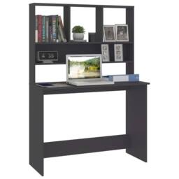 Berkfield Home Desk with Shelf Grey 110x45x157 cm Engineered Wood - Size: 110 x 45 x 157 cm - thumbnail 3