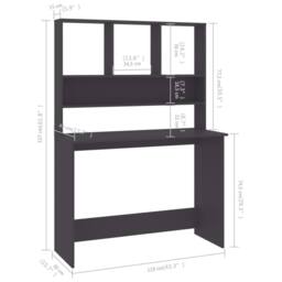 Berkfield Home Desk with Shelf Grey 110x45x157 cm Engineered Wood - Size: 110 x 45 x 157 cm - thumbnail 6