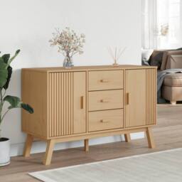 Berkfield Home Sideboard OLDEN Brown 114x43x73.5cm Solid Wood Pine in Light Brown - Size: 114x43x73.5 cm - thumbnail 3