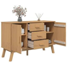 Berkfield Home Sideboard OLDEN Brown 114x43x73.5cm Solid Wood Pine in Light Brown - Size: 114x43x73.5 cm - thumbnail 6