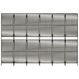 Berkfield Home Room Divider 6 Panels Grey Poly Rattan - thumbnail 5