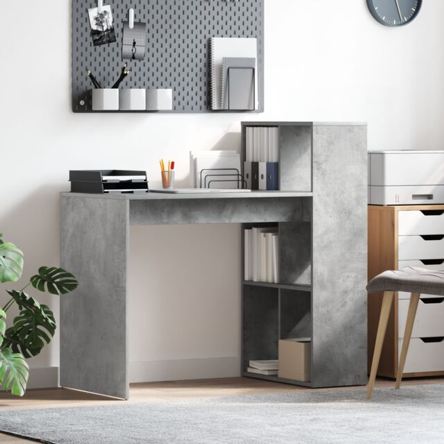 Berkfield Home Writing Desk Concrete Grey Engineered wood with a concrete finish - image 1
