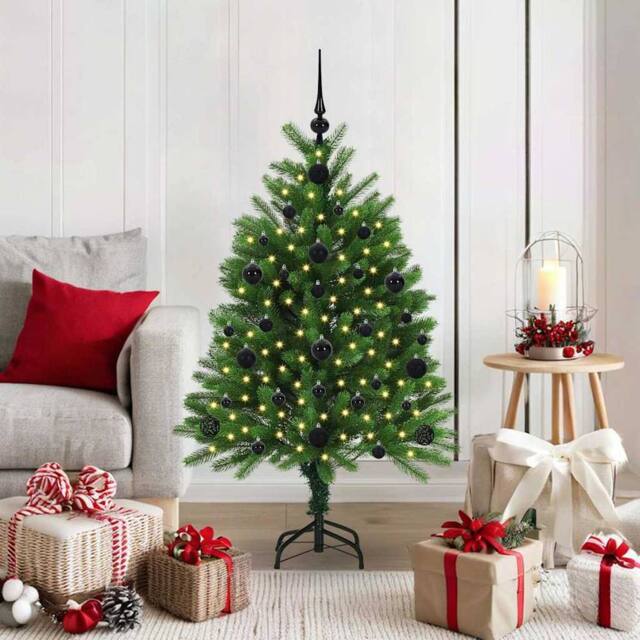 Berkfield Home Christmas Tree with 150 LEDs with Stand Green 120 cm PE - image 1