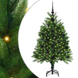Berkfield Home Christmas Tree with 150 LEDs with Stand Green 120 cm PE - thumbnail 2