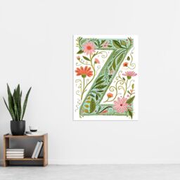 "Artery8 Women's Wall Art Print Letter Z in Bright Watercolour Pretty Wildflowers Floral Word Art For Her Poster - Size: W18"" x H24""" - thumbnail 4