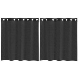 Berkfield Home Voile Curtains with Grommets 2 pcs Black 140x140 cm - thumbnail 2