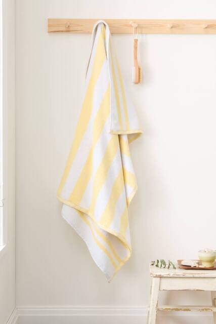 Bianca 'Reversible Stripe' Cotton Jacquard Bath Towel in Yellow - image 1