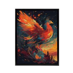 "Artery8 Phoenix Bird Spreading Wings Framed Canvas Wall Art Print in Orange - Size: W18"" x H24""" - thumbnail 1