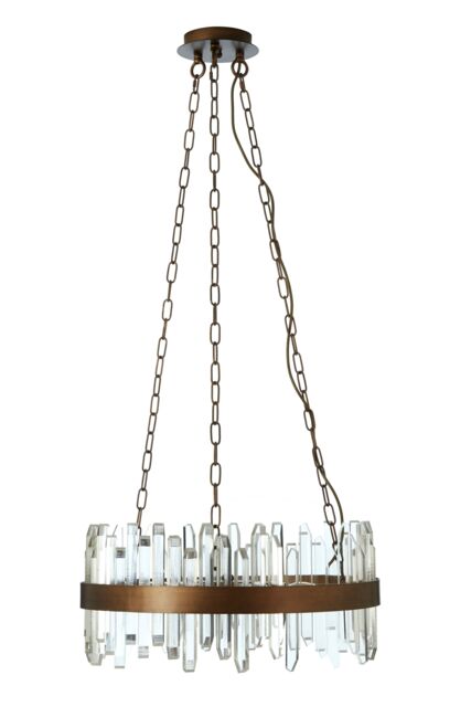 Orsina Acrylic Chandelier with Copper Band, Contemporary Acrylic & Iron Ceiling Light, Copper Round Chandelier in Gold - image 1