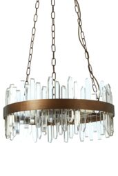Orsina Acrylic Chandelier with Copper Band, Contemporary Acrylic & Iron Ceiling Light, Copper Round Chandelier in Gold - thumbnail 4