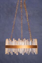 Orsina Acrylic Chandelier with Copper Band, Contemporary Acrylic & Iron Ceiling Light, Copper Round Chandelier in Gold - thumbnail 3