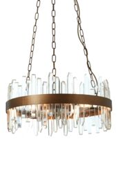 Orsina Acrylic Chandelier with Copper Band, Contemporary Acrylic & Iron Ceiling Light, Copper Round Chandelier in Gold - thumbnail 5
