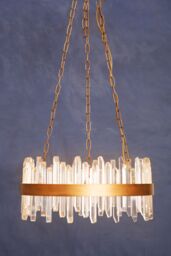 Orsina Acrylic Chandelier with Copper Band, Contemporary Acrylic & Iron Ceiling Light, Copper Round Chandelier in Gold - thumbnail 2
