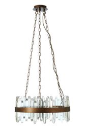 Orsina Acrylic Chandelier with Copper Band, Contemporary Acrylic & Iron Ceiling Light, Copper Round Chandelier in Gold