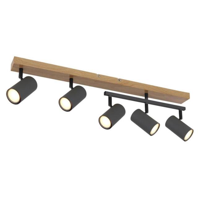 Netlighting Robby Ceiling Spotlight Bar Wood Look 5x GU10 in Brown - image 1