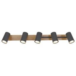 Netlighting Robby Ceiling Spotlight Bar Wood Look 5x GU10 in Brown - thumbnail 4