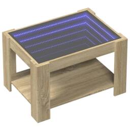 Berkfield Home Coffee Table with LED Sonoma Oak 73x53x45 cm Engineered Wood in Light Oak - Size: 73 x 53 x 45 cm - thumbnail 3