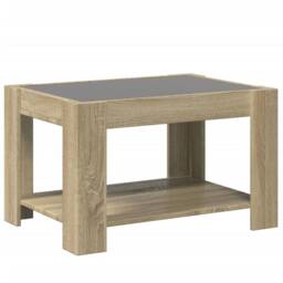 Berkfield Home Coffee Table with LED Sonoma Oak 73x53x45 cm Engineered Wood in Light Oak - Size: 73 x 53 x 45 cm - thumbnail 8