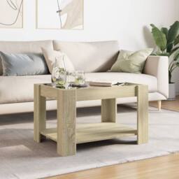 Berkfield Home Coffee Table with LED Sonoma Oak 73x53x45 cm Engineered Wood in Light Oak - Size: 73 x 53 x 45 cm - thumbnail 4