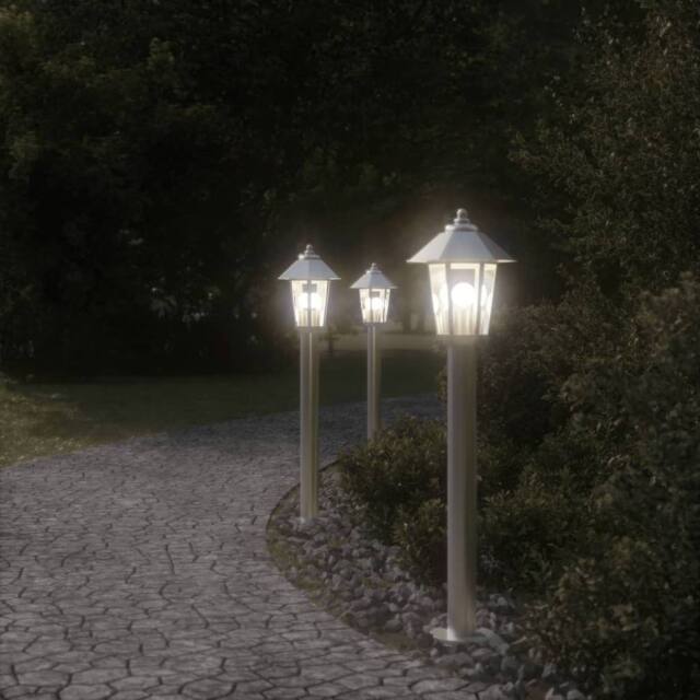 Berkfield Home Outdoor Floor Lamp Silver 80 cm Stainless Steel - image 1
