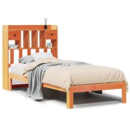 Berkfield Home Bookcase Bed without Mattress Wax Brown 75x190cm Solid Wood Pine - Size: 75x190 cm - thumbnail 1