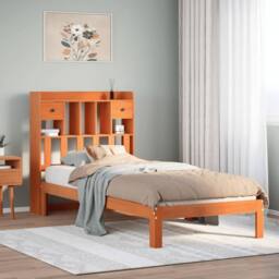 Berkfield Home Bookcase Bed without Mattress Wax Brown 75x190cm Solid Wood Pine - Size: 75x190 cm - thumbnail 2