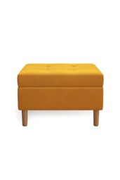 Living and Home Modern Rectangular Tufted Velvet Footstool Storage Ottoman in Yellow - thumbnail 4