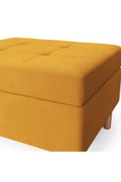 Living and Home Modern Rectangular Tufted Velvet Footstool Storage Ottoman in Yellow - thumbnail 5
