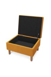 Living and Home Modern Rectangular Tufted Velvet Footstool Storage Ottoman in Yellow - thumbnail 3