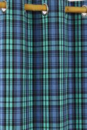 Homescapes Black Watch Tartan Ready Made Eyelet Curtain Pair in Green - Size: 140 cm width x 229 cm drop - thumbnail 3