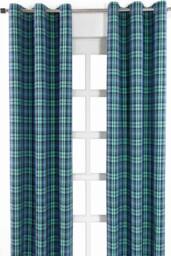 Homescapes Black Watch Tartan Ready Made Eyelet Curtain Pair in Green - Size: 140 cm width x 229 cm drop - thumbnail 1