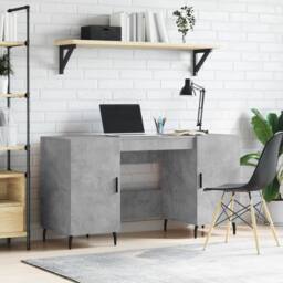 Berkfield Home Elegant Desk Concrete Grey 140x50x75 cm Engineered Wood - Size: 140 x 50 x 75 cm - thumbnail 2