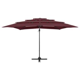 Berkfield Home Harmful 4-Tier Parasol with Aluminium Pole Bordeaux Red 250x250 cm - thumbnail 1