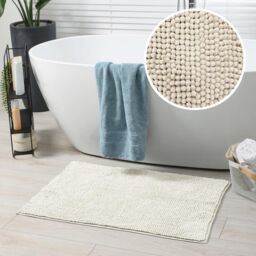 Allure Bath Fashions Chenille Bobble Bath Mat 50 x 80cm - Super Soft Microfibre & Non-Slip in Cream - Size: 50 x 80 cm - thumbnail 2