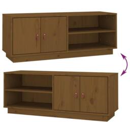 Berkfield Home TV Cabinet Honey Brown 105x34x40 cm Solid Wood Pine - Size: 105 x 34 x 40 cm - thumbnail 9