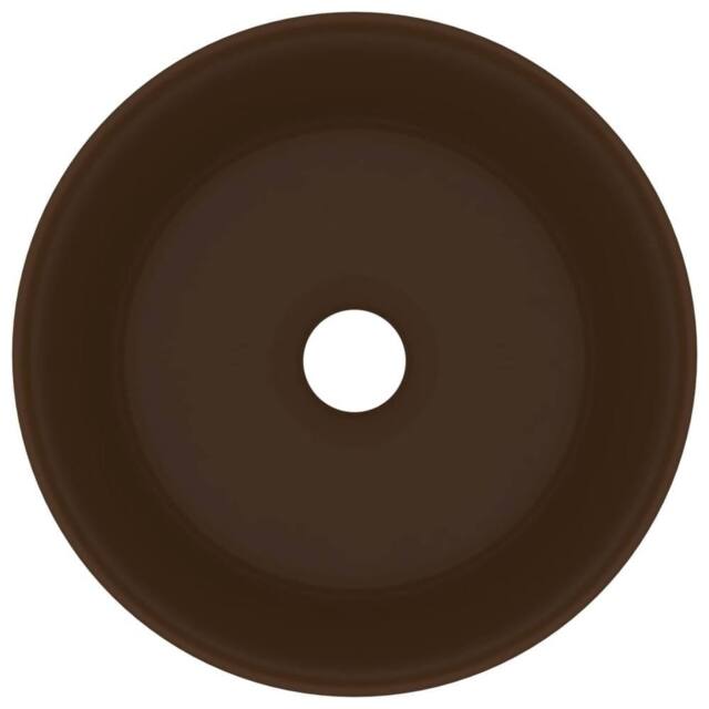 Berkfield Home Luxury Wash Basin Round Matt Dark Brown 40x15 cm Ceramic - image 1
