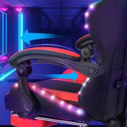 Nordara RGB LED Gaming Chair Ergonomic Swivel Office Computer Chair Red in Black - thumbnail 4